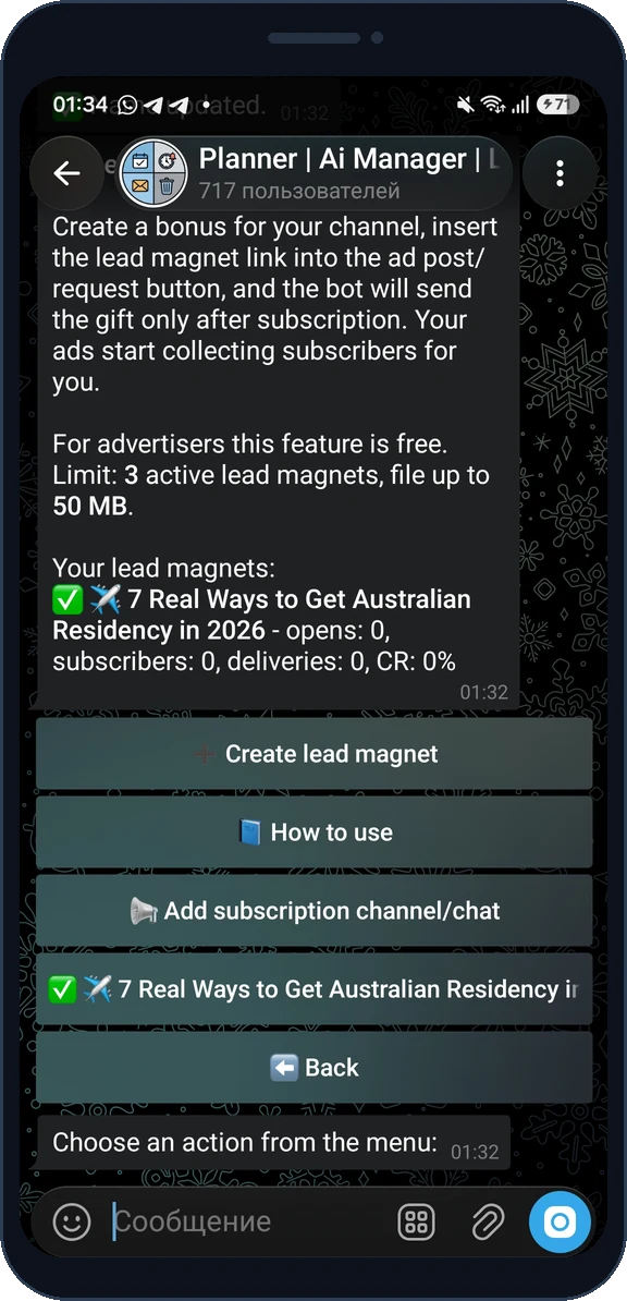 Lead magnets are free for advertisers, up to 3 active
