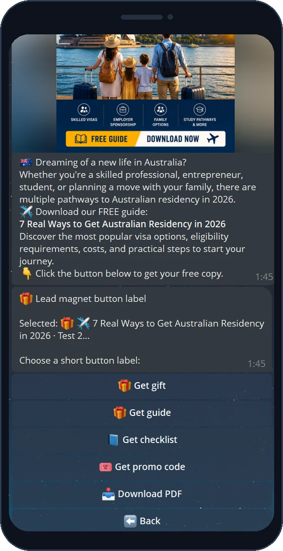 Choosing the gift button label: Get gift, Get guide, Download PDF
